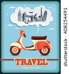 Vintage Travel Scooter Poster...