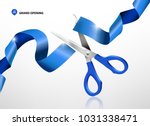 grand opening with blue ribbon... | Shutterstock .eps vector #1031338471