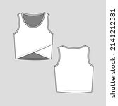 criss cross hem crop top sleeveless crew neck  fashion cropped flat sketch technical drawing template design vector