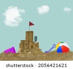 Sand Castle Background. Bucket...