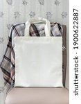 mockup of white cotton tote bag ... | Shutterstock . vector #1900622887