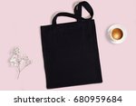 black blank cotton eco tote bag ... | Shutterstock . vector #680959684