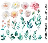 blush and mint floral element... | Shutterstock . vector #1622849551