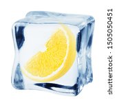 Lemon In Ice Cube  Isolated On...