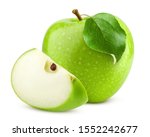 Green juicy apple isolated on...
