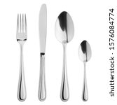 Small photo of fork, knife, spoon, teaspoon, cutlery isolated on white background, clipping path
