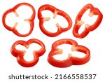 sweet pepper slice, paprika, isolated on white background, clipping path, full depth of field