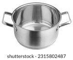 Stainless steel cooking pot, isolated on white background, clipping path, full depth of field