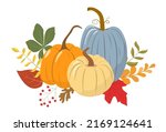 autumn pumpkins and leaves... | Shutterstock .eps vector #2169124641