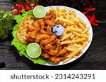 Small photo of fish bait with french fries, isca de peixe, Brazilian snack