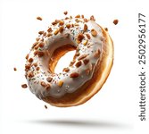 Donut, flying, white background, delicious