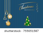 christmas background. golden... | Shutterstock .eps vector #755051587