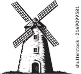 German landmark retro windmill isolated outline icon.
Vector rural countryside traditional Dutch stone mill, Netherland wooden windmill, Holland building for millstones grain, flour, bread processing