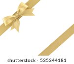 gold ribbon with bow isolated... | Shutterstock . vector #535344181