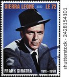 Small photo of Milan, Italy – January 7, 2024: Frank Sinatra on postage stamp of Sierra Leone