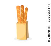 french bread set. baguette in... | Shutterstock .eps vector #1916866544