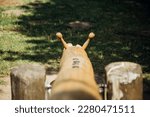 Close Up Of A Wooden Seesaw In...