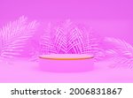 pink round podium with palm... | Shutterstock . vector #2006831867