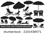 silhouette of beach chairs and... | Shutterstock .eps vector #2101438471