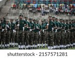Small photo of Members of The Tanzania Peoples Defence Force (TPDF) attend the parade during the 60th anniversary of independence day ceremony at the Uhuru Stadium in Dar es Salaam, Tanzania, on December 9, 2021.