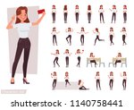 set of woman character vector... | Shutterstock .eps vector #1140758441