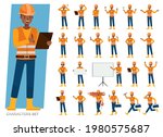 set of builder man wear safety... | Shutterstock .eps vector #1980575687