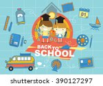 boy and girl back to school... | Shutterstock .eps vector #390127297