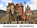 The Black Gate and the cathedral church of St. Nicholas. Newcastle upon Tyne, England