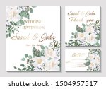 wedding invitation with rose... | Shutterstock .eps vector #1504957517