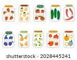 a set of glass jars with... | Shutterstock .eps vector #2028445241