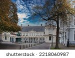 Small photo of The Hague, Netherlands, 20 Oct 2022. The Royal Palace Noordeinde in The Hague, the Netherlands, build in the Dutch classicism style. In front of the palace a attune of William of Orange.