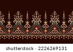 Embroidery Cross Stitch. Ethnic Patterns. Pixel Horizontal Seamless Vector. Geometric Ethnic Indian pattern. Native Ethnic pattern. Cross Stitch Border. Texture Textile Fabric Clothing Knitwear print.