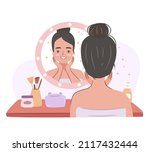 Girl Doing Skin Care Routine At ...