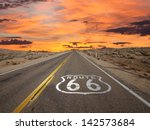 Route 66 Pavement Sign Sunrise...