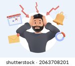 stressed young man failed to... | Shutterstock .eps vector #2063708201