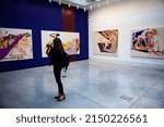 Small photo of VENICE, ITALY - April 20: Painting of Christina Quarles at the 59th International Art exhibition of Venice biennale on April 20, 2022