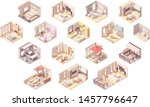 vector isometric home rooms.... | Shutterstock .eps vector #1457796647