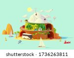 vector tourism and travel... | Shutterstock .eps vector #1736263811