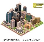 Vector Isometric City Downtown. ...