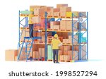 warehouse workers searching... | Shutterstock . vector #1998527294