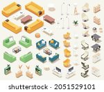 vector isometric home furniture ... | Shutterstock .eps vector #2051529101