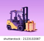 vector forklift with gift box.... | Shutterstock .eps vector #2123132087
