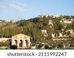 Small photo of Jerusalem Israel 22.01.2022 Church of All Nations and Church of Mary Magdalene on the Mount of Olives in Jerusalem.