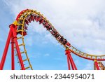 A roller coaster in action at...