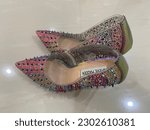 Small photo of Jogjakarta, Indonesia May 2th 2023 Pair of high heels by Steve Madden with beautiful pink blue pastel color