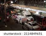 Small photo of Ottawa, Ontario Canada - Jan 29 2022: Trucker Freedom Convoy - Night - street blocked