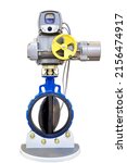 Small photo of Valve explosion-proof multi-turn actuator for the oil and gas industry isolated white background