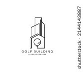 golf and building logo. vector... | Shutterstock .eps vector #2144143887
