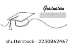 continuous line graduation cap...