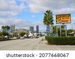 Small photo of Fort Lauderdale, Florida - November 18, 2021: Wash-A-Rama Car Wash sign along U.S. Rte 1 is a major north–south US Numbered Hwy that runs 2,370 miles. It's the longest north–south road in the USA.